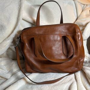 Fossil Rich Brown Leather Satchel